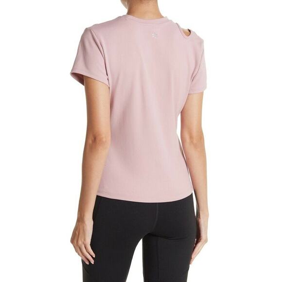 Nine West Women Mauve Stretch Jersey Cutout Shoulder Activewear T-Shirt Size M - Picture 2 of 2